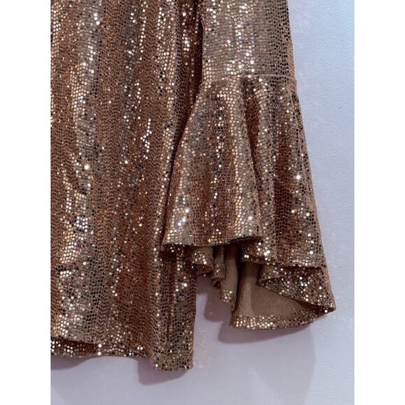 MSK Rose Gold Sequin Boat-Neck Bell-Sleeve Blouse Size Small NWT - Picture 2 of 6